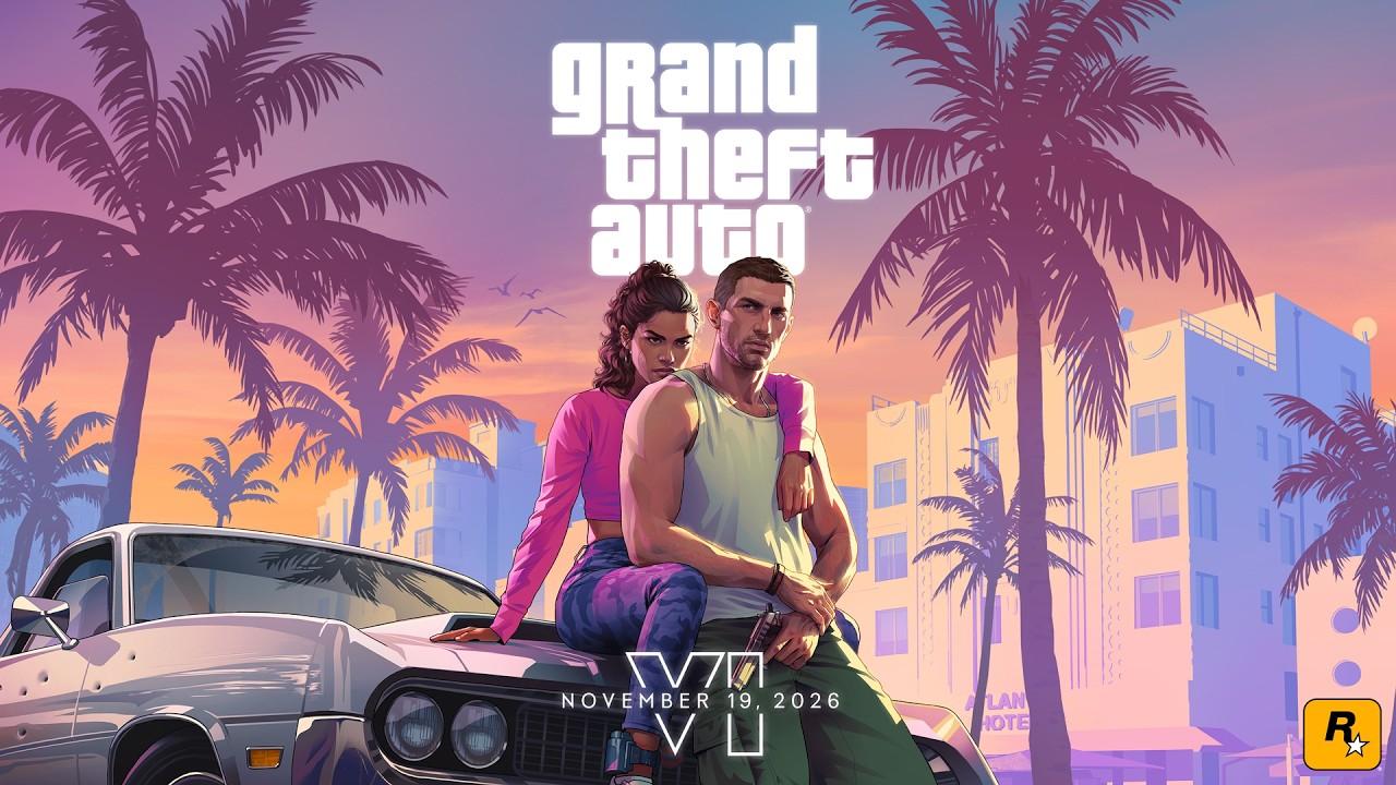 Official Grand Theft Auto VI key art: Lucia and Jason in Vice City
